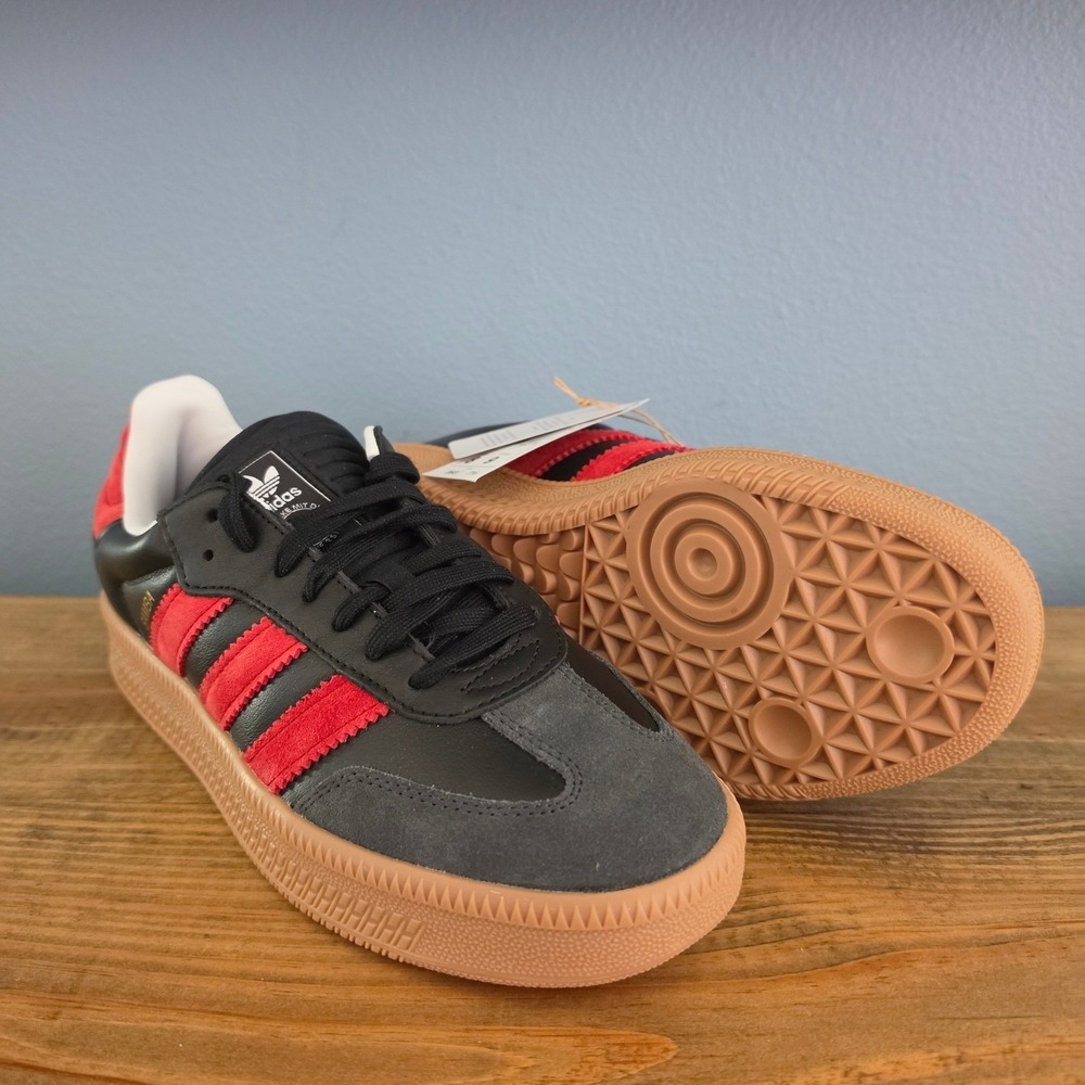 Adidas Mens Samba XLG Sneaker Black Red Suede Platform Gum Sole IE9178 Size 8.5